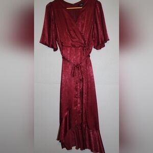Lulu's Deep Red Satin Wrap Robe